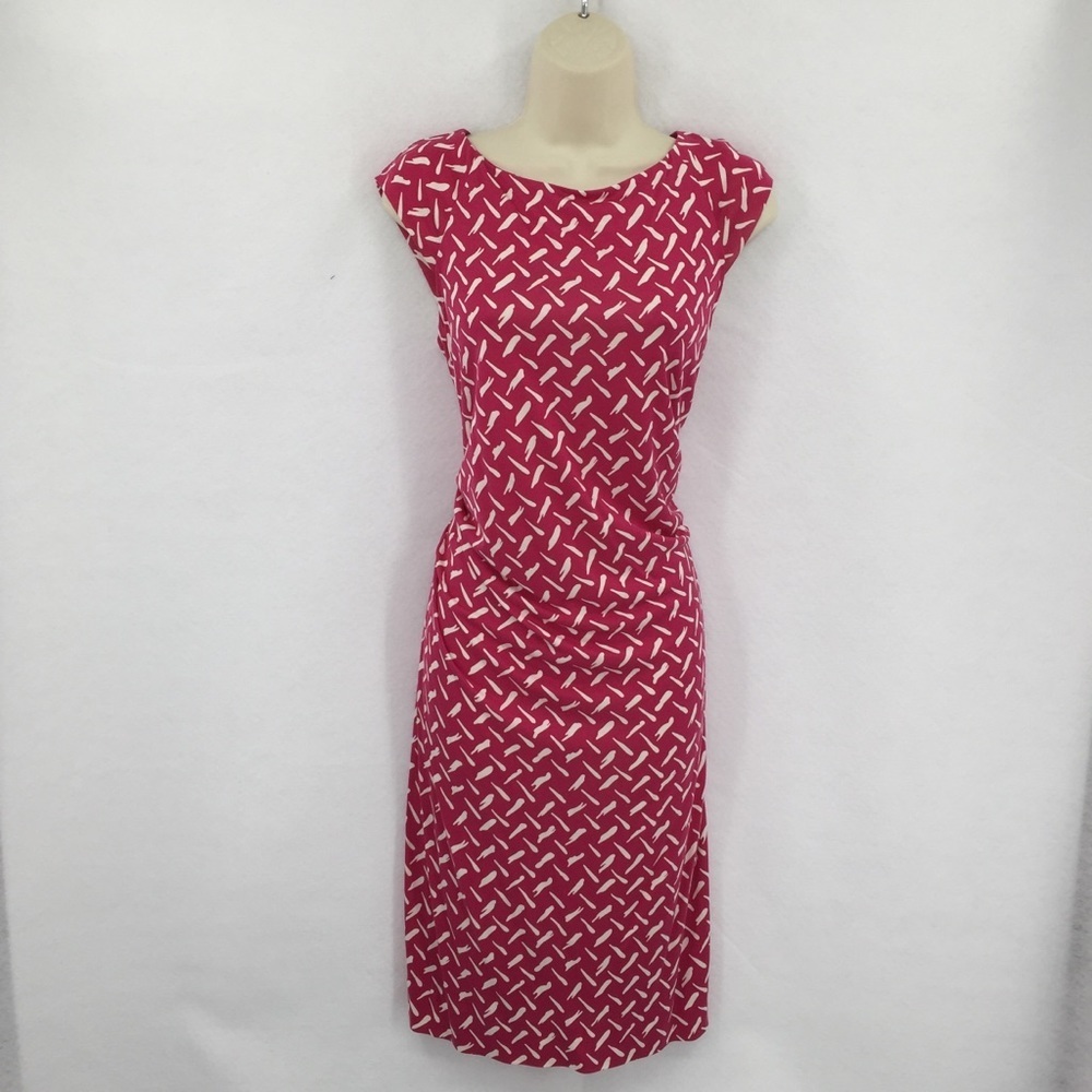 DVF Diane Von Furstenberg Gabi Dash Weave Magenta pink white dress silk new 10